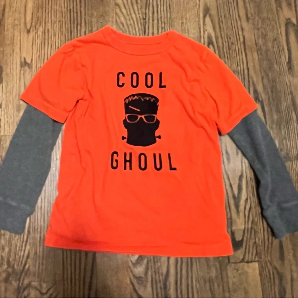 GAP Orange and Gray Cool Ghoul Long Sleeve Tee